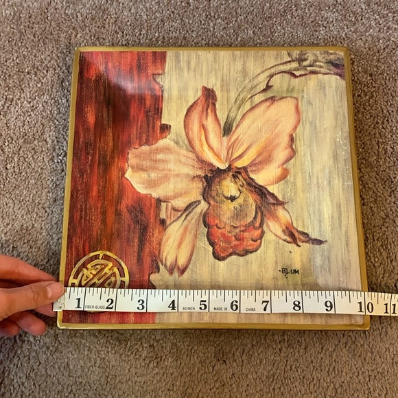 Cheri Bloom Floral Art 10 Inch Square Heavy Decorative Plate - Picture 3 of 5